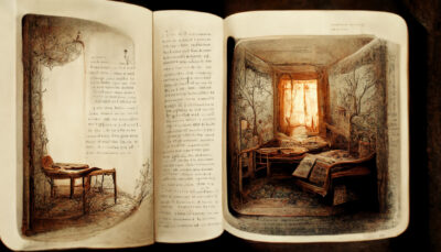 本のページにある部屋