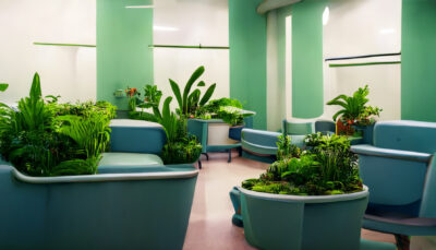 植物が生い茂るきれいな病院