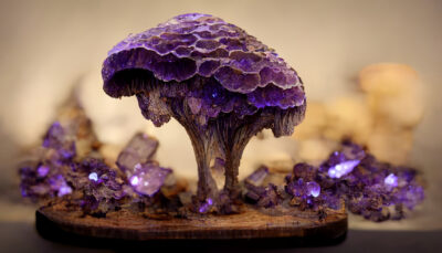 紫水晶で出来たキノコ