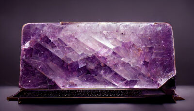 紫水晶で出来たノートパソコン