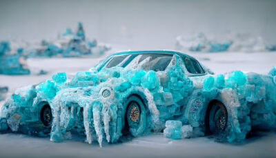 氷で出来た車