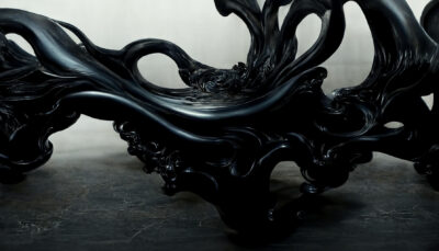 前衛的な漆黒のテーブル