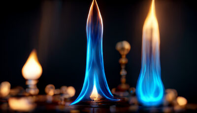 青い炎と燭台