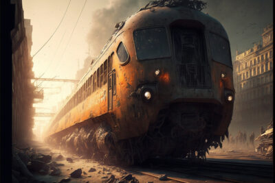 文明が滅びた街で走る電車