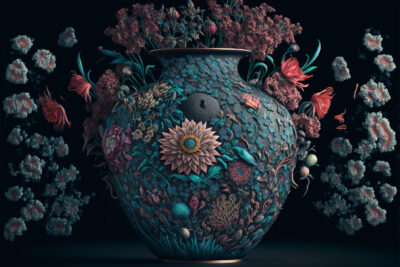 世界のすべての模様が描かれた花瓶