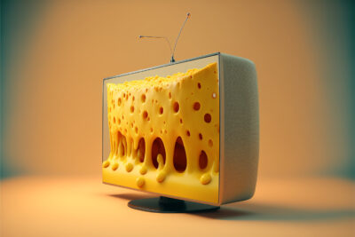 テレビからあふれるおいしそうなチーズ