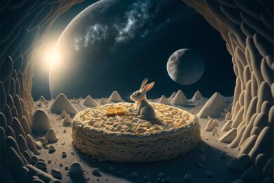 月で餅をつくウサギ