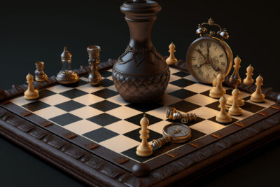 時計とチェス盤
