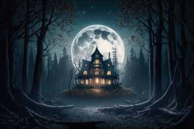 満月と幽霊屋敷